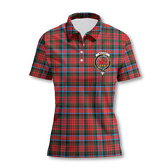 Clan Macduff Tartan Women Polo Shirt Crest And Plaid Basic Style
