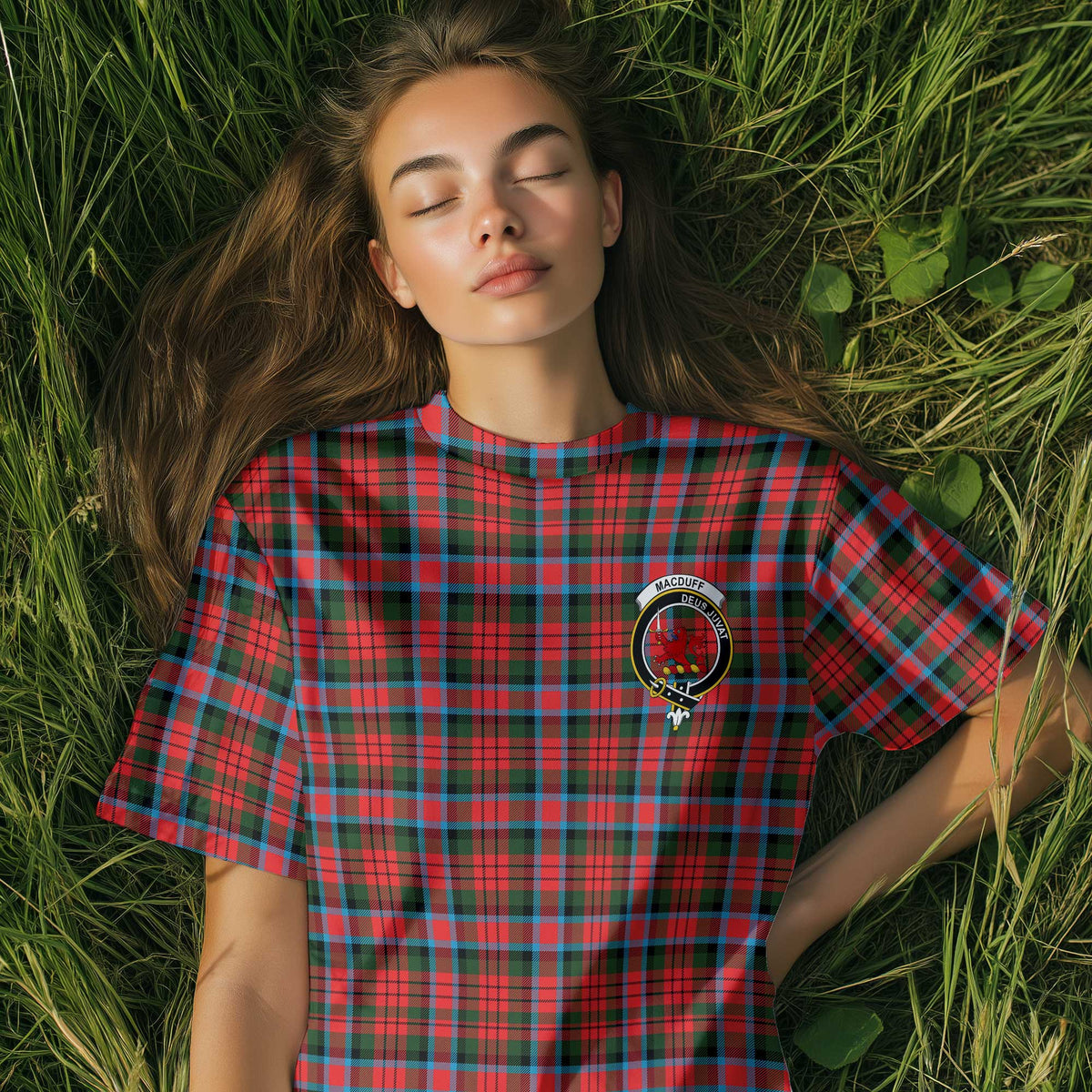 Clan Macduff Tartan Women T Shirt Crest And Plaid Basic Style
