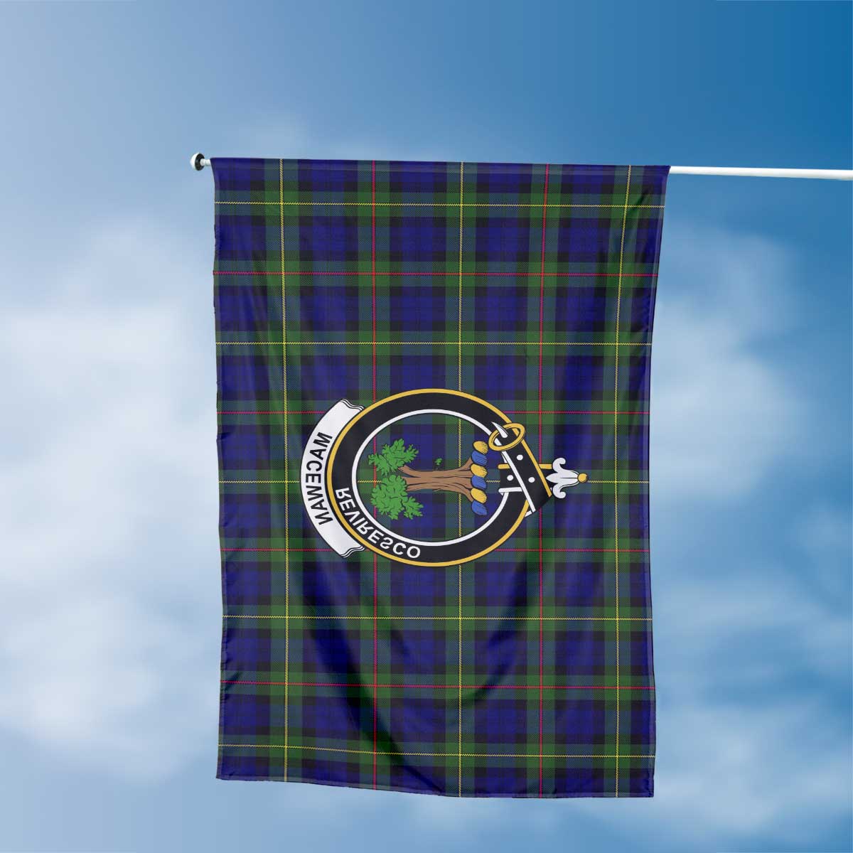 Clan Macewen Tartan Flag Crest And Plaid Basic Style