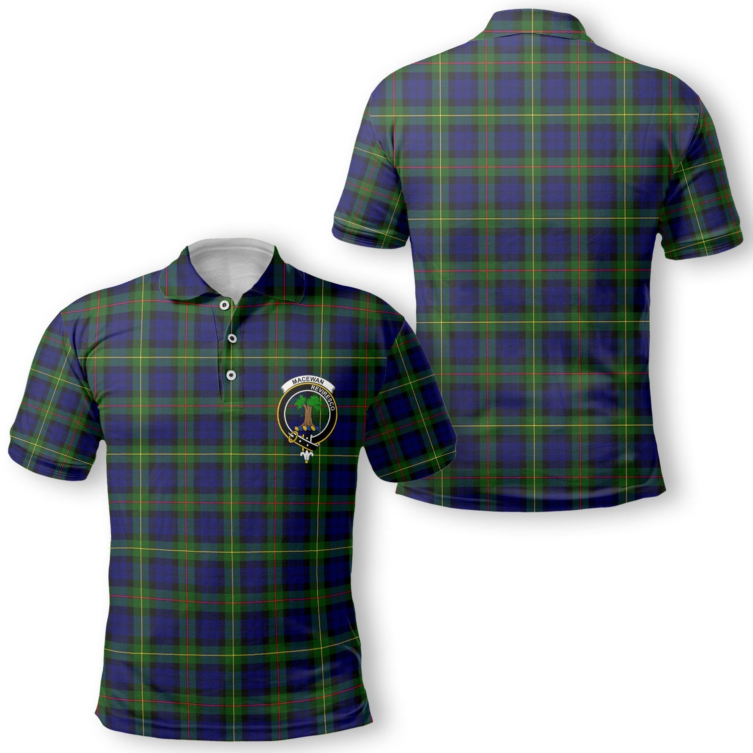 Clan Macewen Tartan Golf Men Polo Shirt Crest And Plaid Basic Style