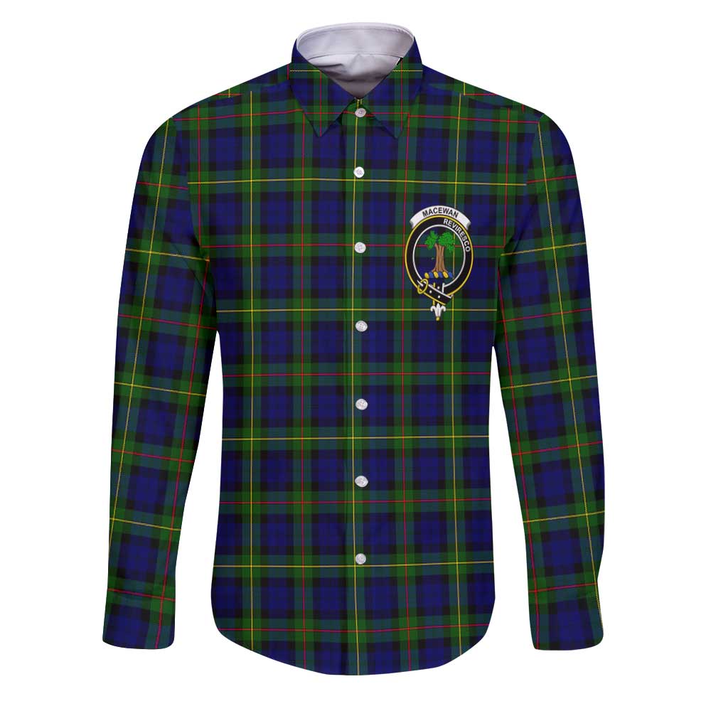 Clan Macewen Tartan Long Sleeve Button Shirt Crest And Plaid Basic Style