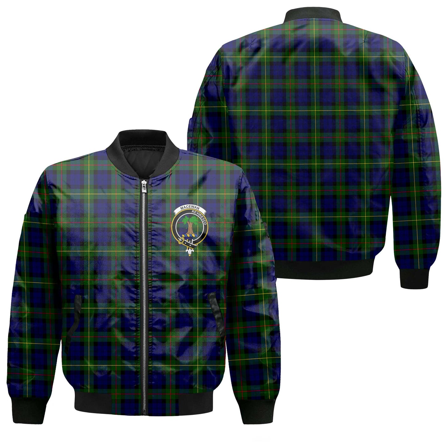 Clan Macewen Tartan Men Bomber Jacket Crest And Plaid Basic Style