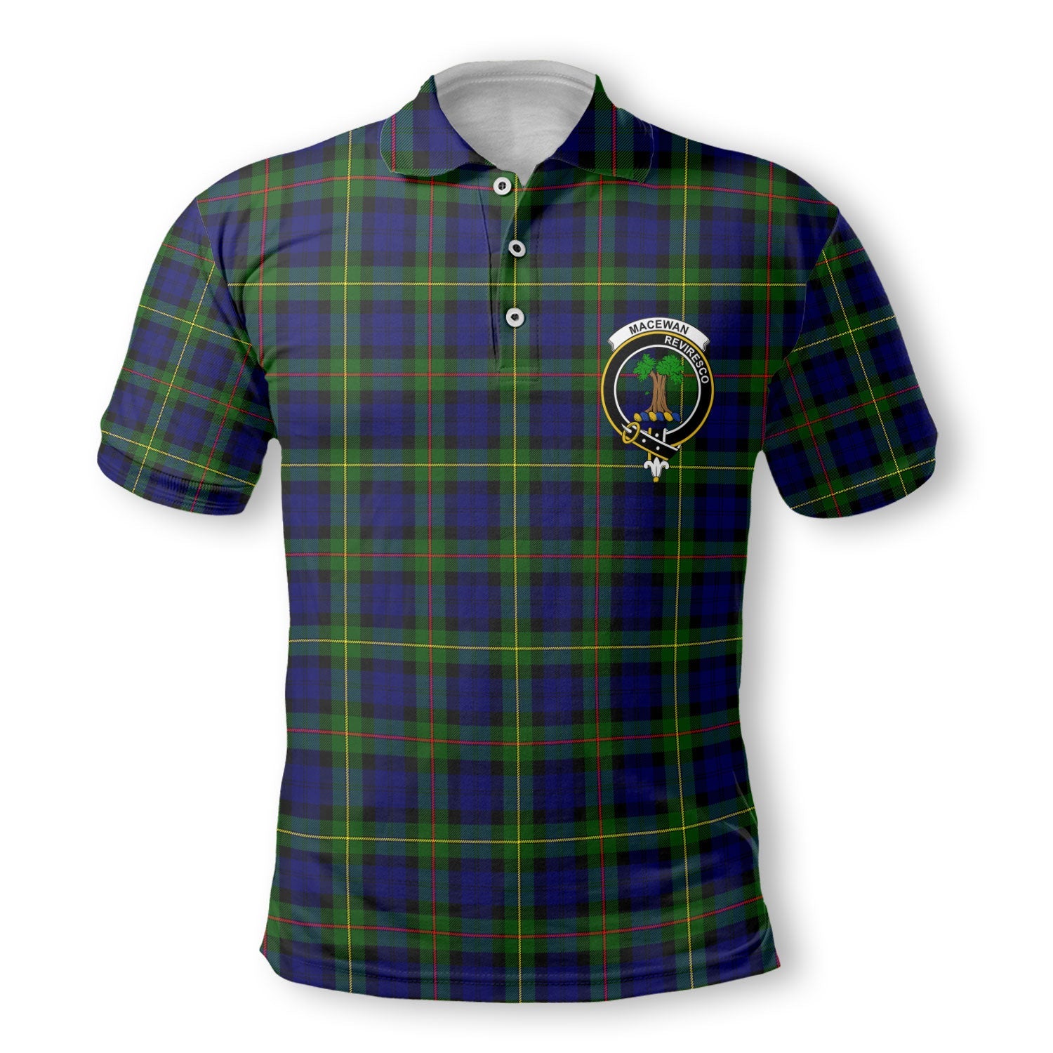 Clan Macewen Tartan Men Polo Shirt Crest And Plaid Basic Style