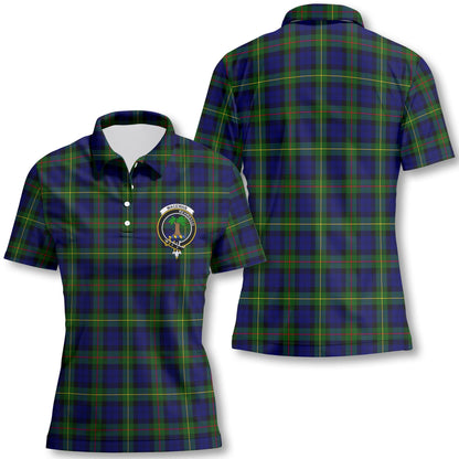 Clan Macewen Tartan Women Polo Shirt Crest And Plaid Basic Style