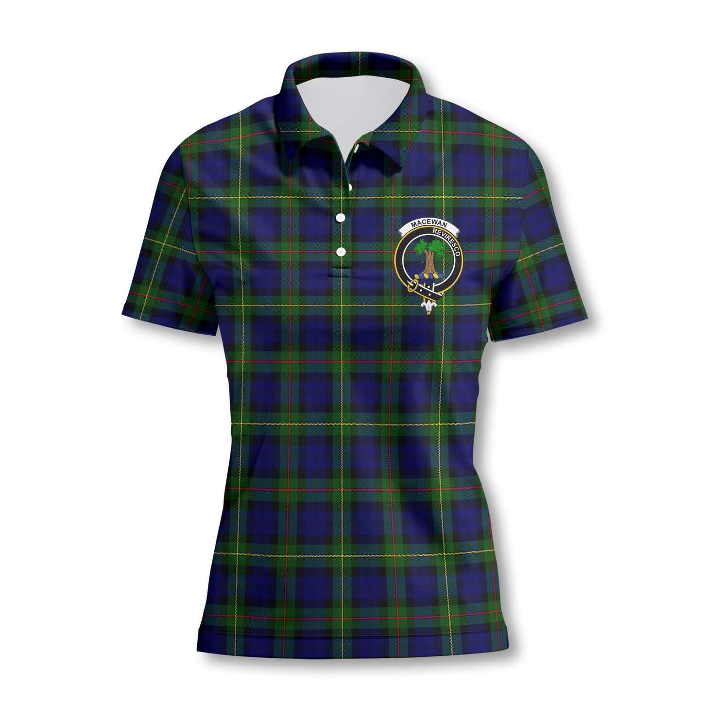 Clan Macewen Tartan Women Polo Shirt Crest And Plaid Basic Style