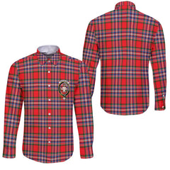 Clan Macfarlane Tartan Long Sleeve Button Shirt Crest And Plaid Basic Style