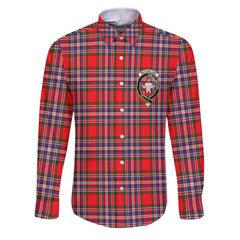 Clan Macfarlane Tartan Long Sleeve Button Shirt Crest And Plaid Basic Style