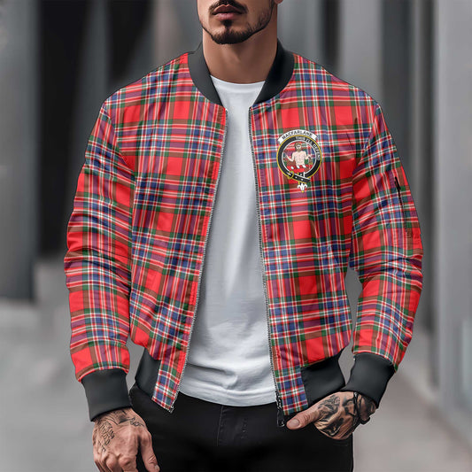 Clan Macfarlane Tartan Men Bomber Jacket Crest And Plaid Basic Style