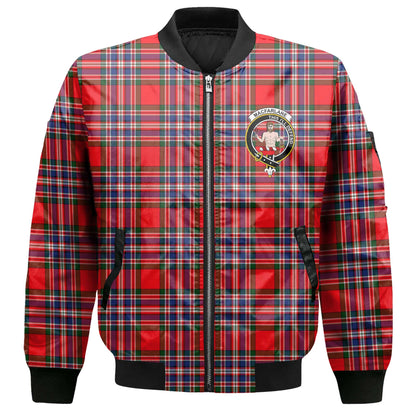 Clan Macfarlane Tartan Women Bomber Jacket Crest And Plaid Basic Style