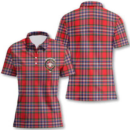 Clan Macfarlane Tartan Women Polo Shirt Crest And Plaid Basic Style