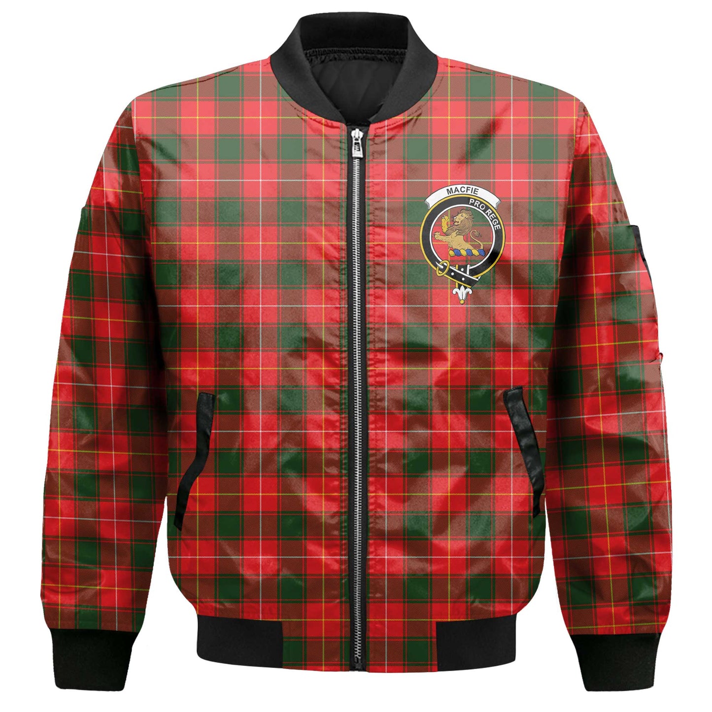 Clan Macfie Tartan Men Bomber Jacket Crest And Plaid Basic Style