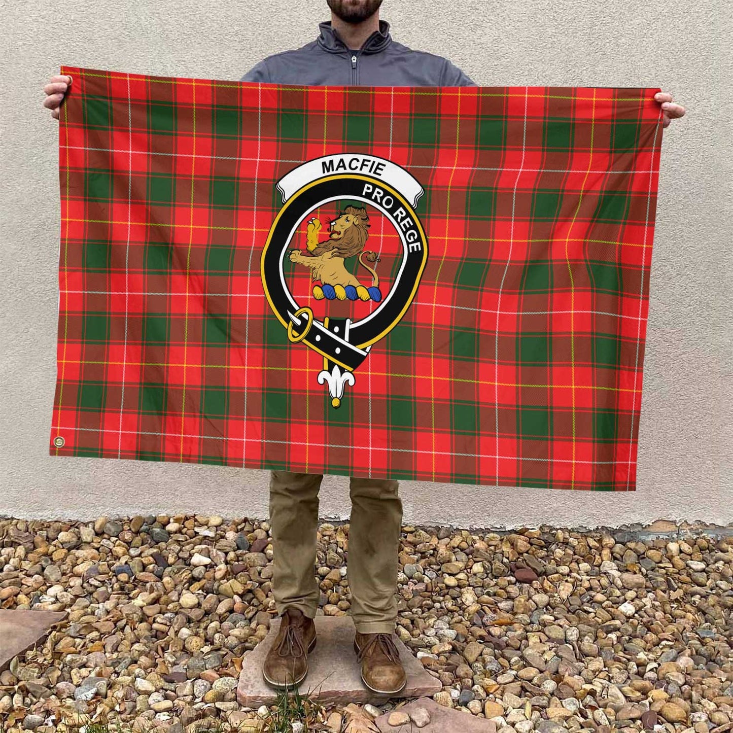 Clan Macfie Of Dreghorn Tartan Flag 1 Crest And Plaid Basic Style Tartan House Flag Crest And Plaid Basic Style