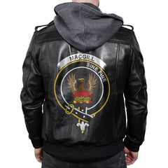 Clan Macgill Makgill Tartan Zip Leather Jacket Crest And Plaid Basic Style