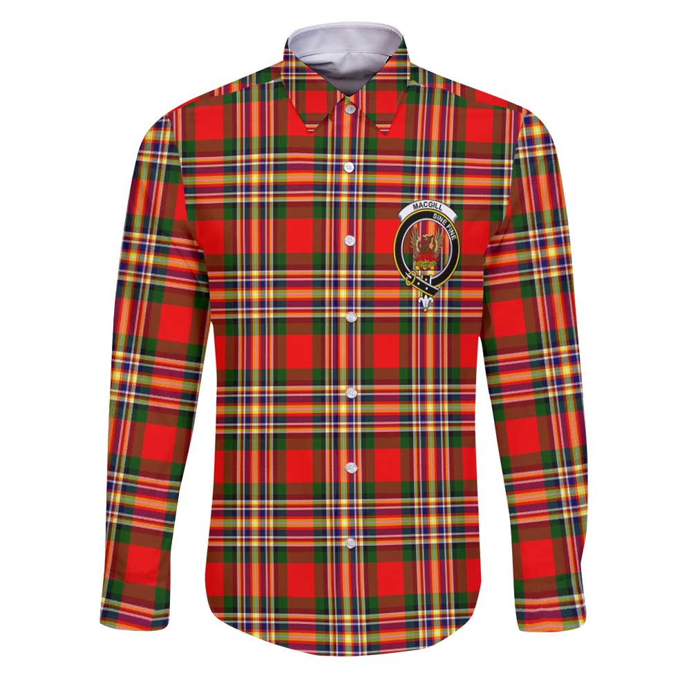 Clan Macgill Tartan Long Sleeve Button Shirt Crest And Plaid Basic Style