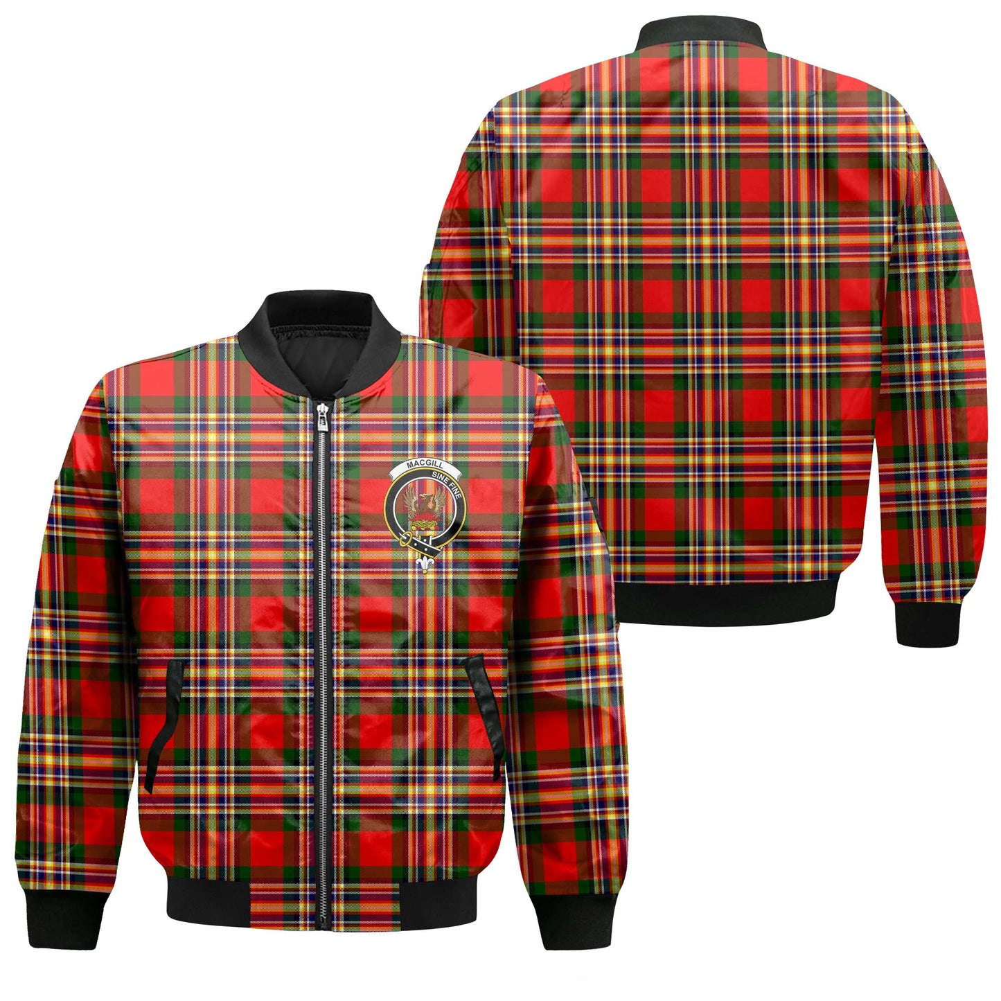 Clan Macgill Tartan Men Bomber Jacket Crest And Plaid Basic Style