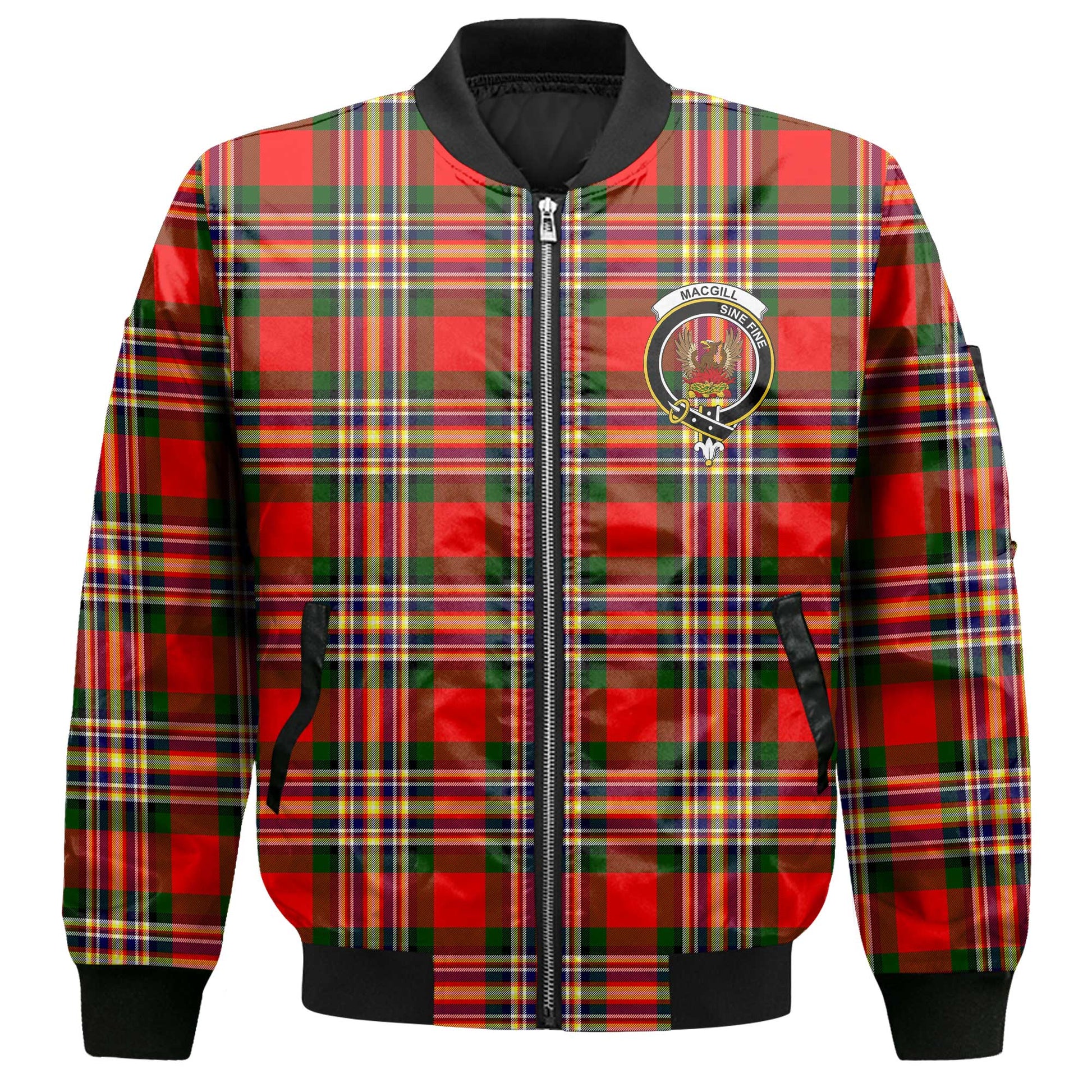 Clan Macgill Tartan Men Bomber Jacket Crest And Plaid Basic Style