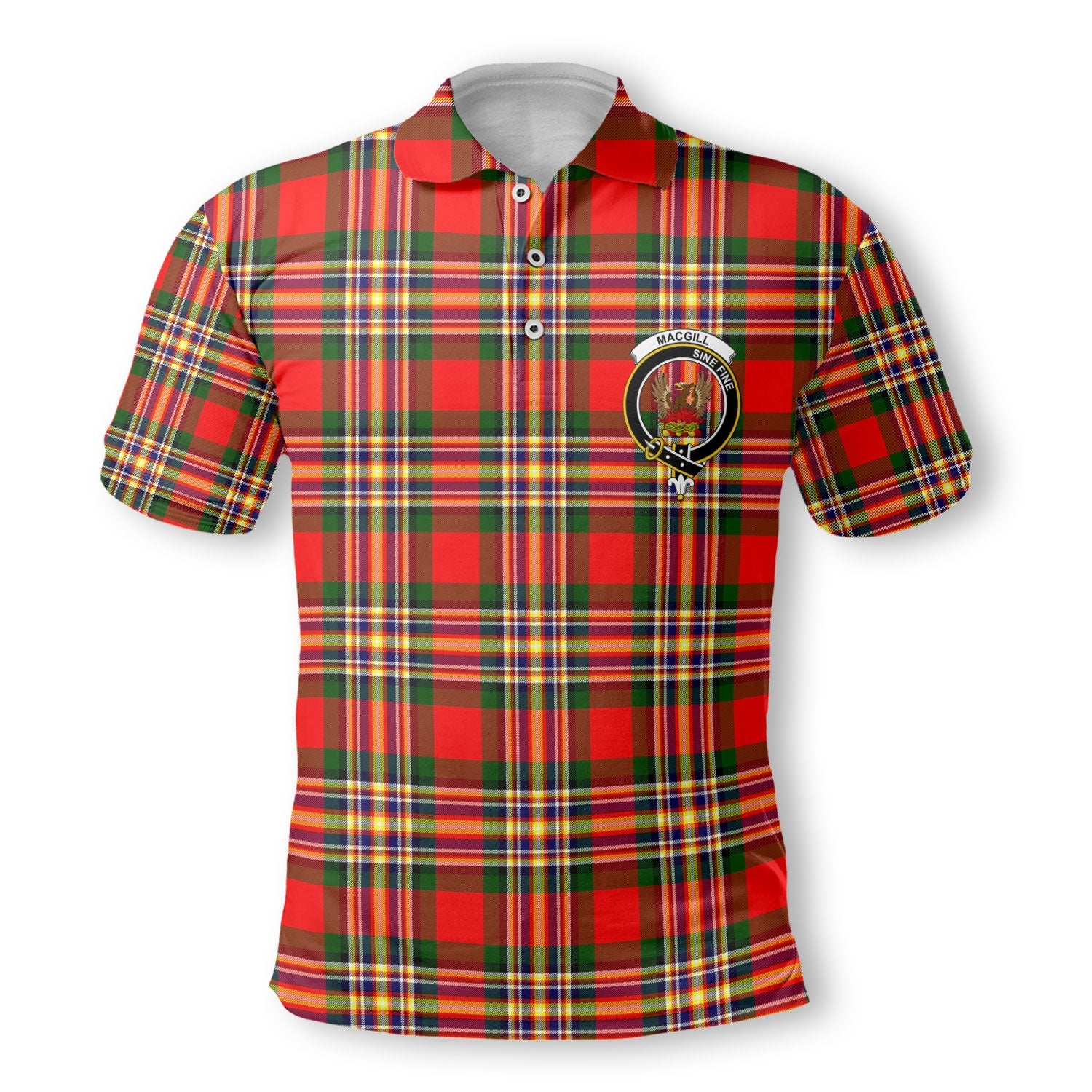 Clan Macgill Tartan Men Polo Shirt Crest And Plaid Basic Style