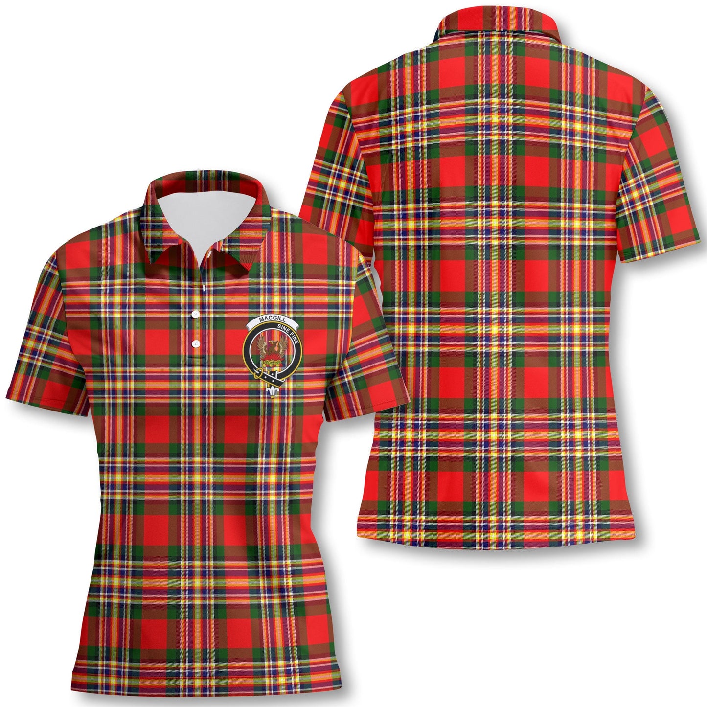 Clan Macgill Tartan Women Polo Shirt Crest And Plaid Basic Style