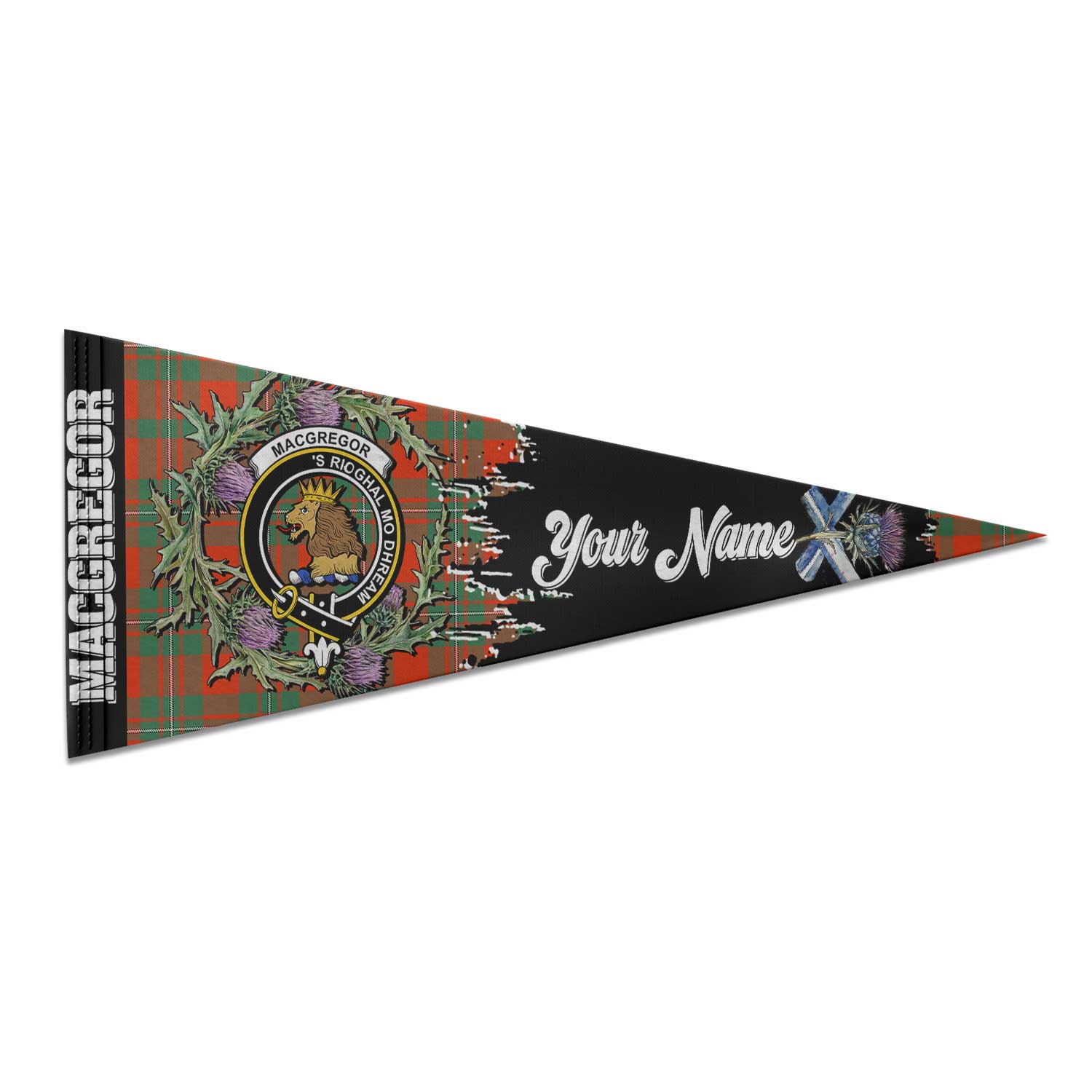 Clan Macgregor Tartan Felt Pennant Crest And Plaid Basic Style