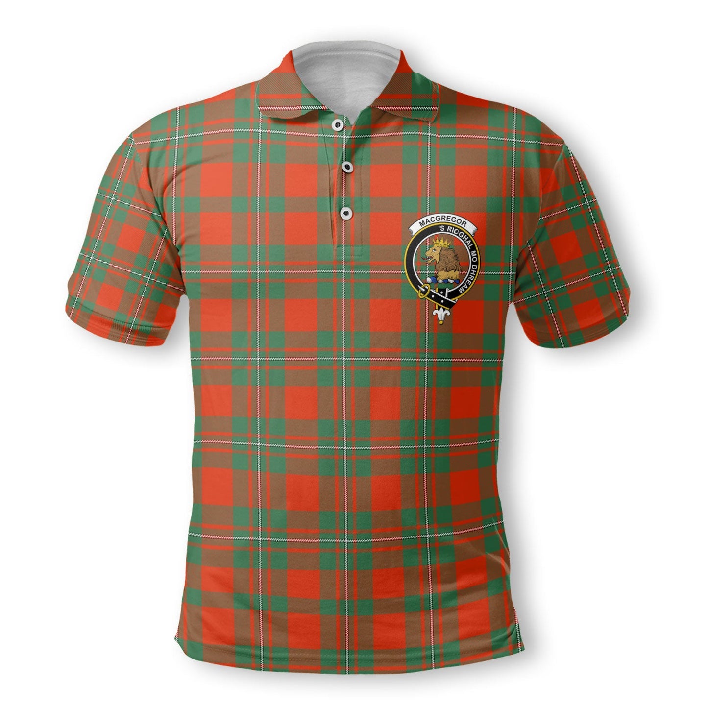 Clan Macgregor Tartan Golf Men Polo Shirt Crest And Plaid Basic Style