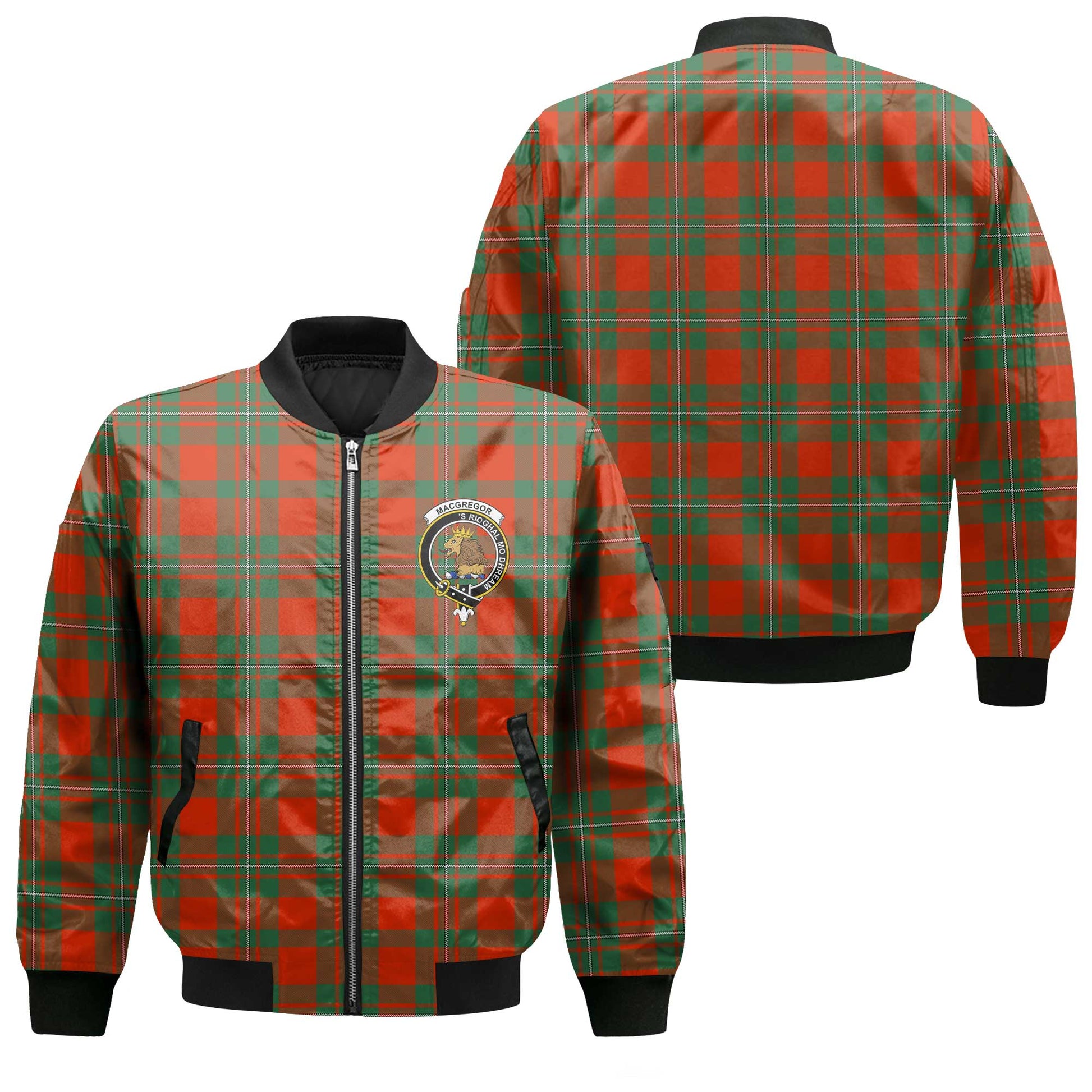 Clan Macgregor Tartan Men Bomber Jacket Crest And Plaid Basic Style