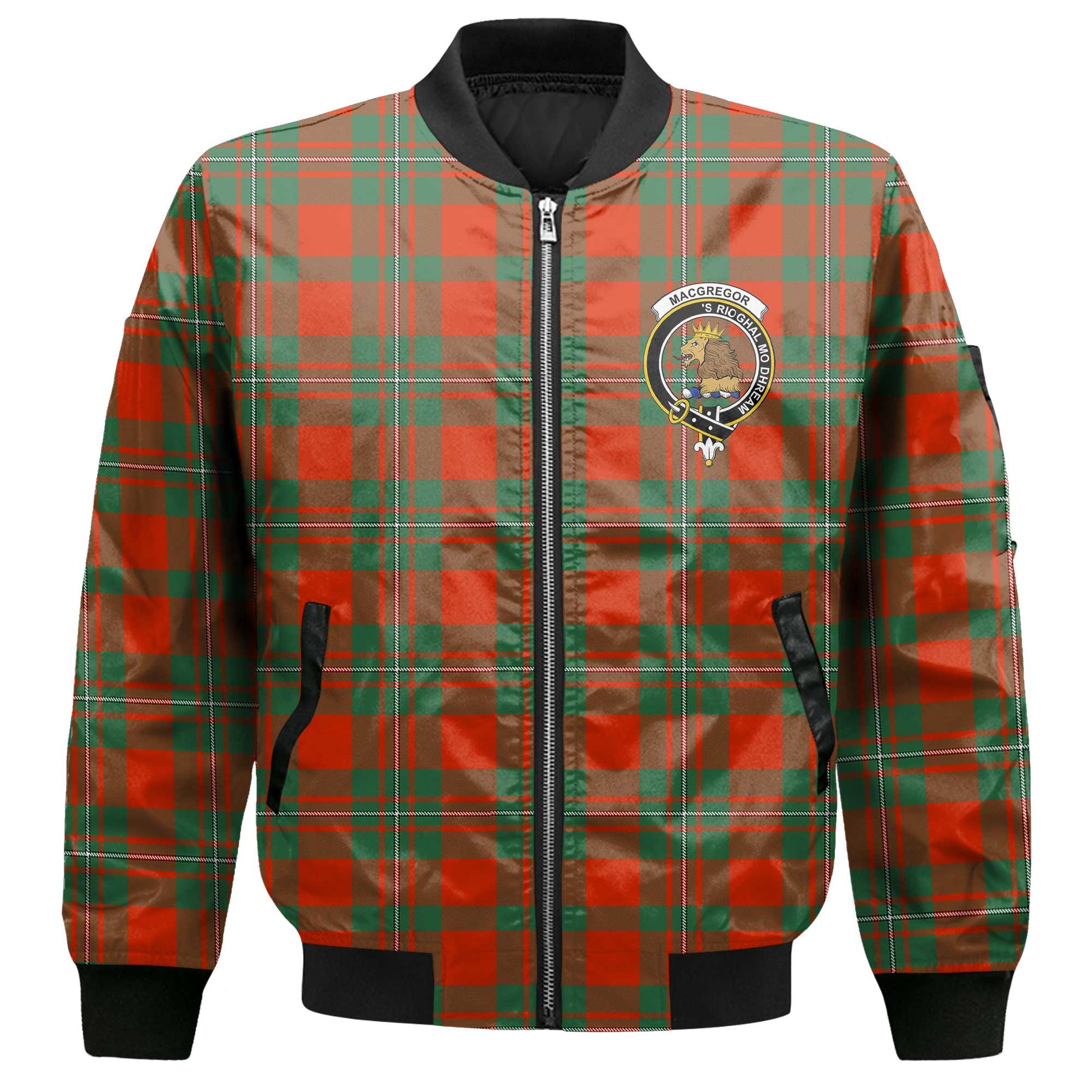 Clan Macgregor Tartan Men Bomber Jacket Crest And Plaid Basic Style