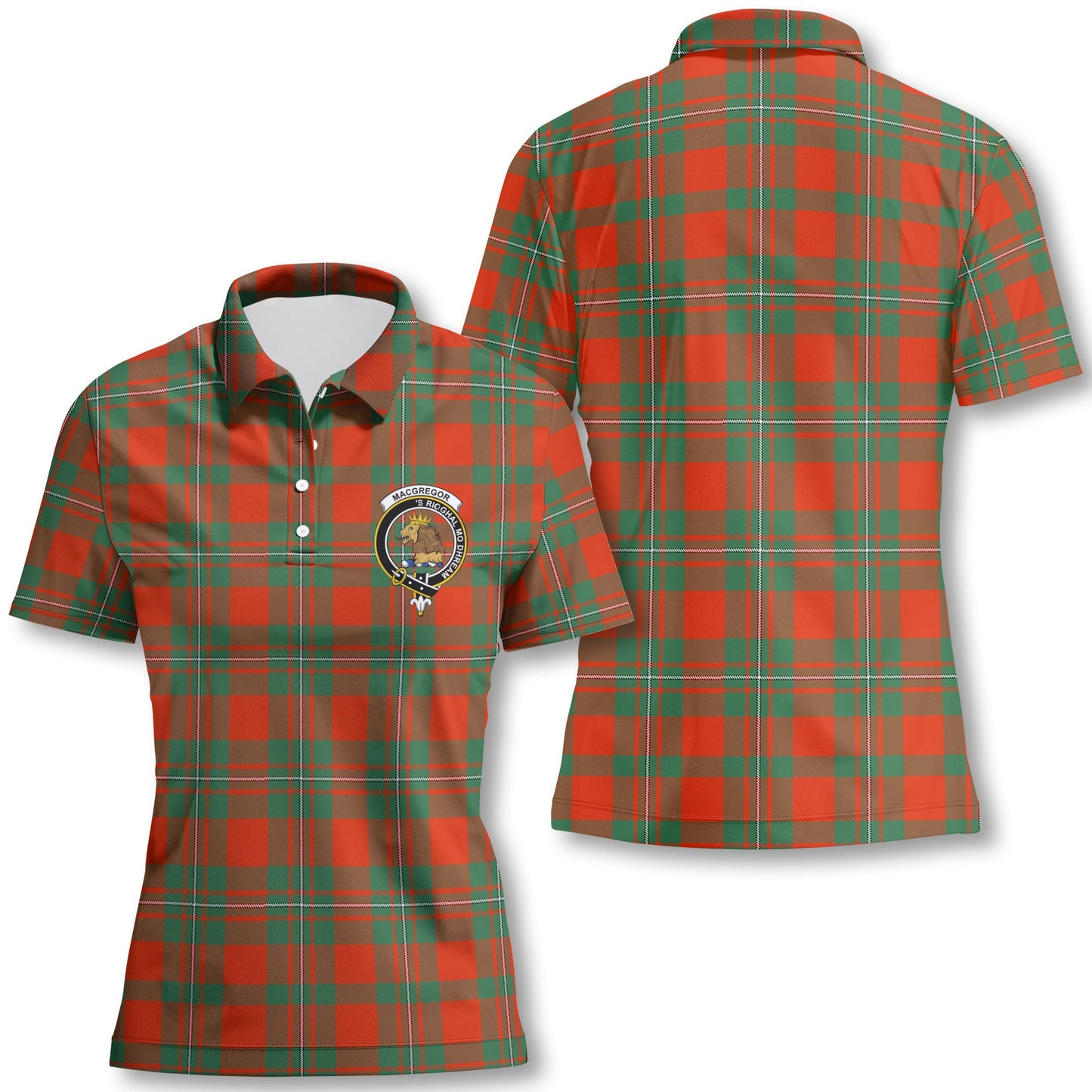 Clan Macgregor Tartan Women Polo Shirt Crest And Plaid Basic Style