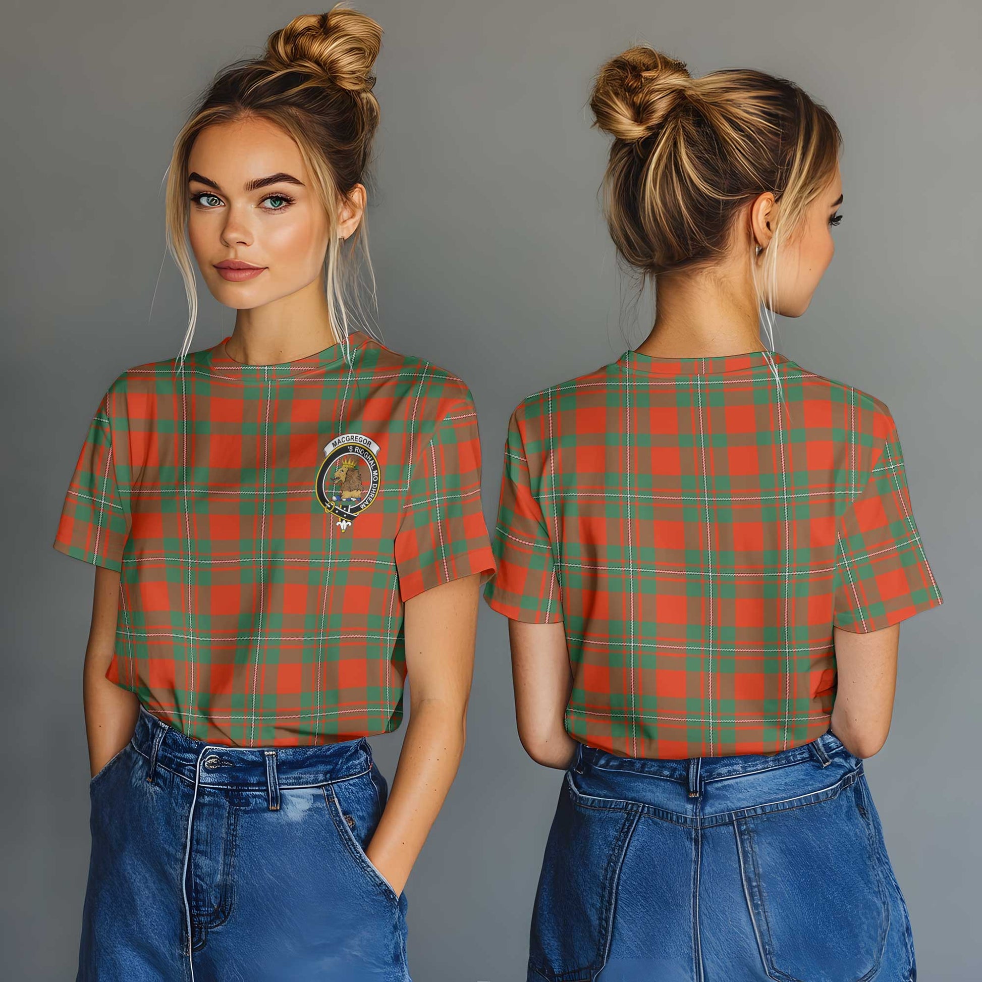 Clan Macgregor Tartan Women T Shirt Crest And Plaid Basic Style