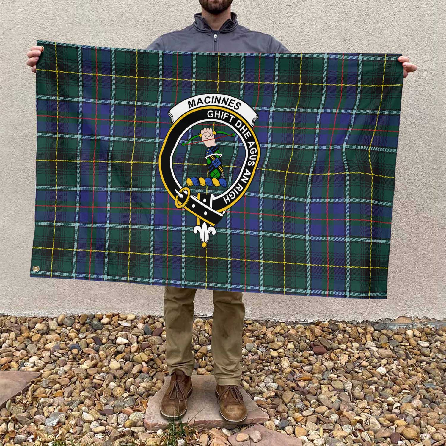Clan Macinnes Tartan Flag Crest And Plaid Basic Style