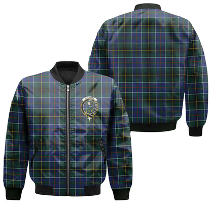 Clan Macinnes Tartan Men Bomber Jacket Crest And Plaid Basic Style