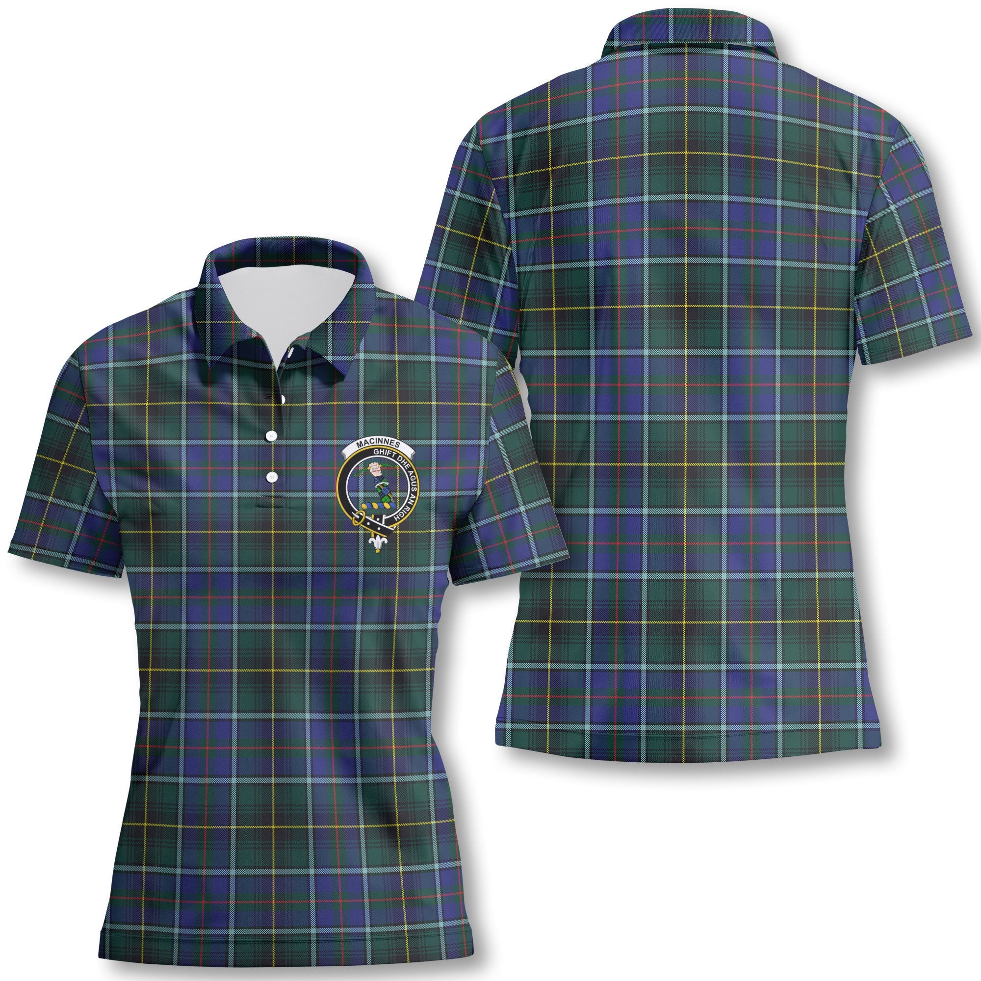 Clan Macinnes Tartan Women Polo Shirt Crest And Plaid Basic Style