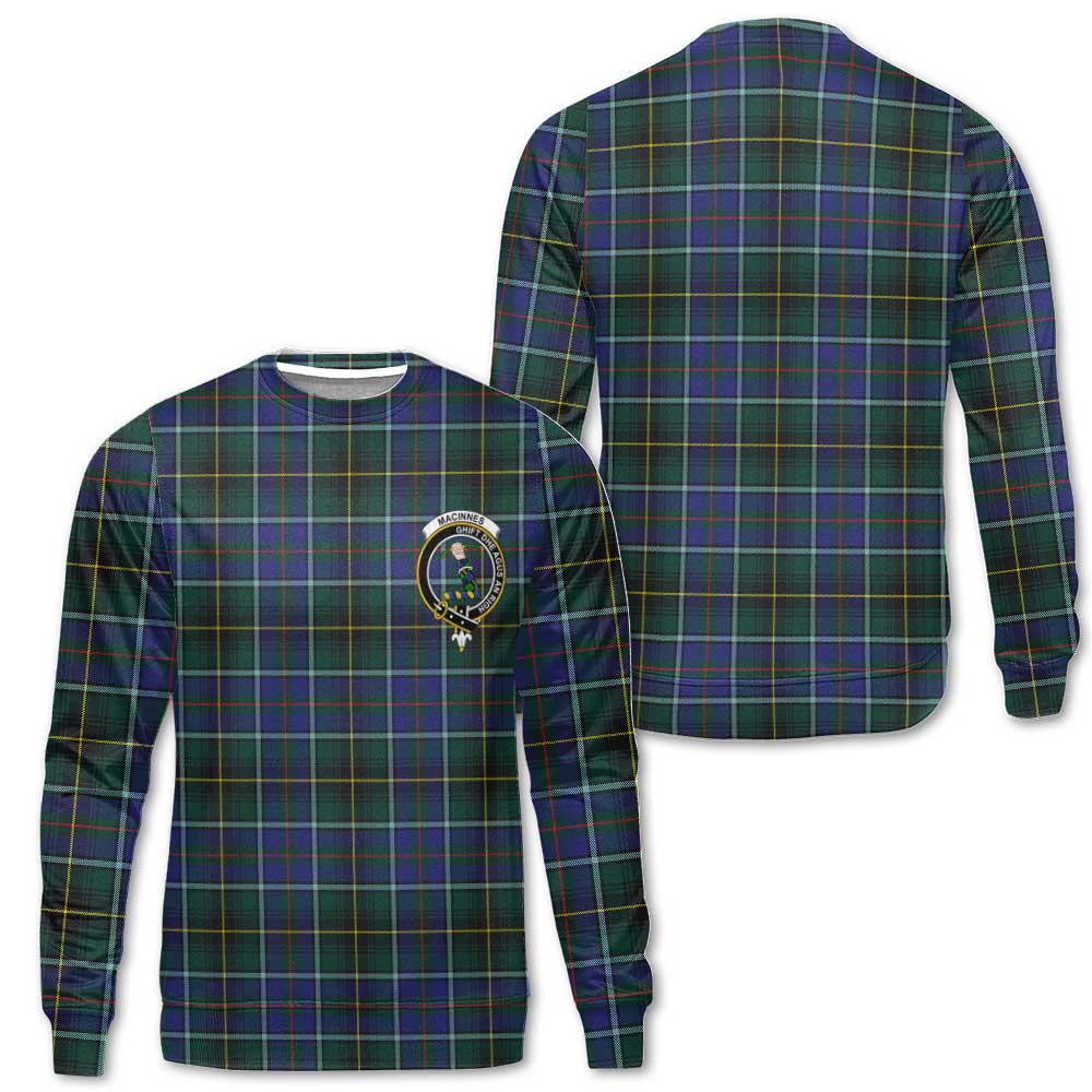 Clan Macinnes Tartan Women Sweatshirt Crest And Plaid Basic Style