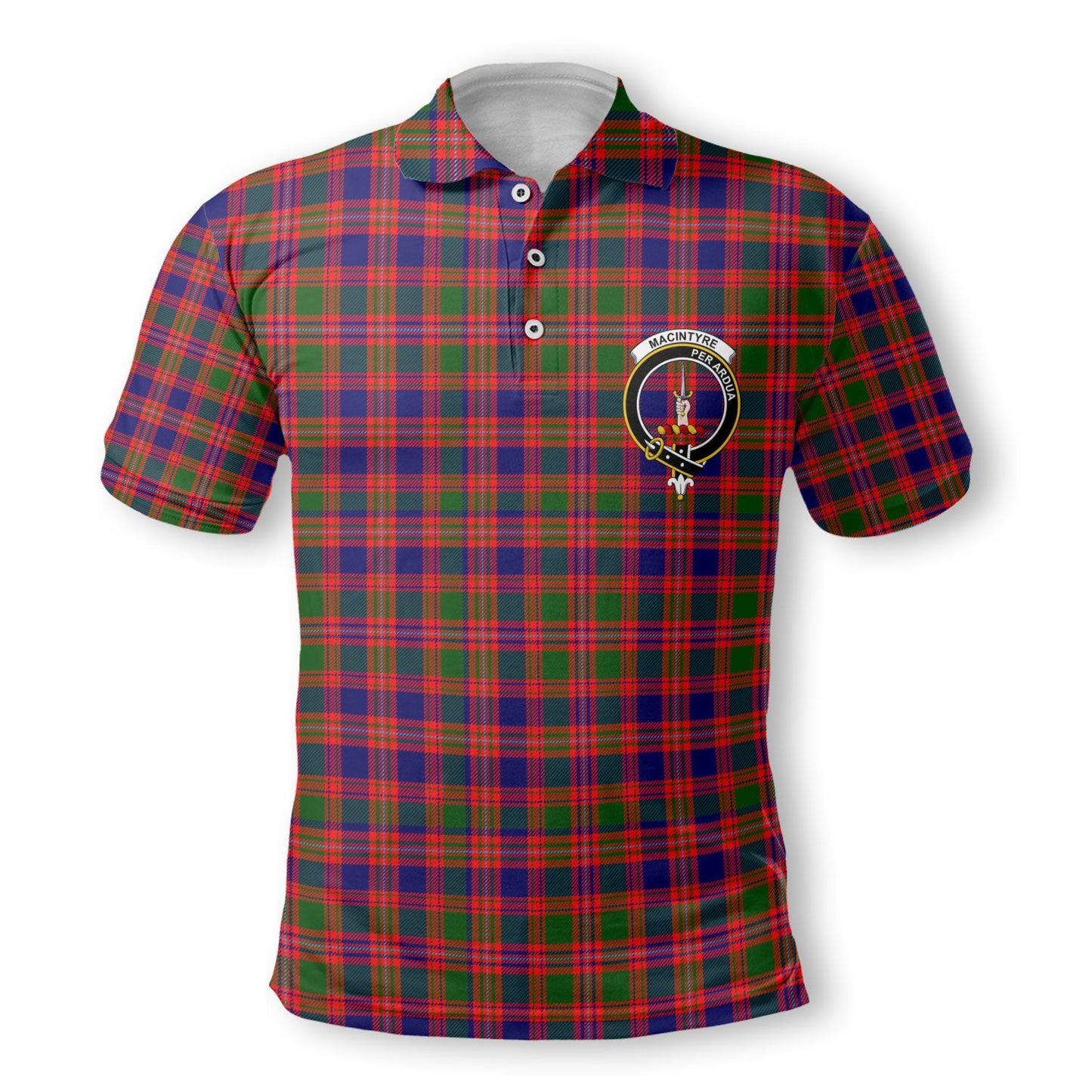 Clan Macintyre Tartan Golf Men Polo Shirt Crest And Plaid Basic Style