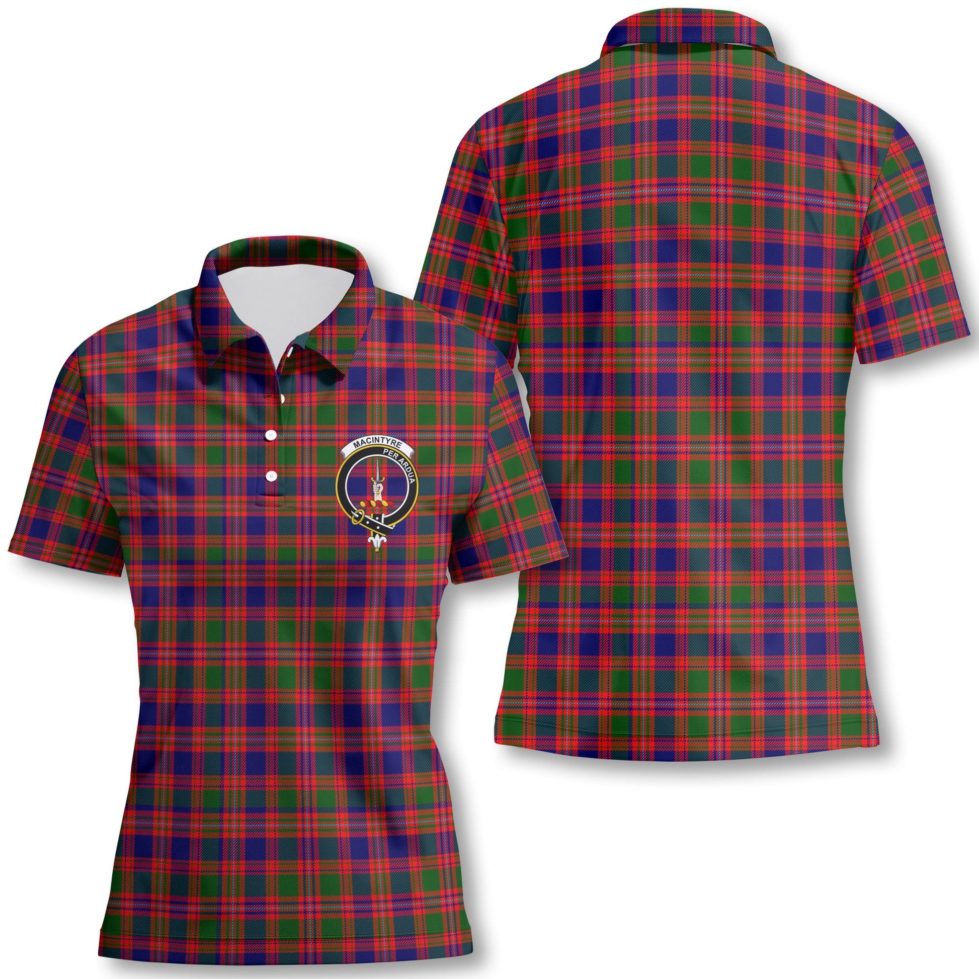 Clan Macintyre Tartan Women Polo Shirt Crest And Plaid Basic Style