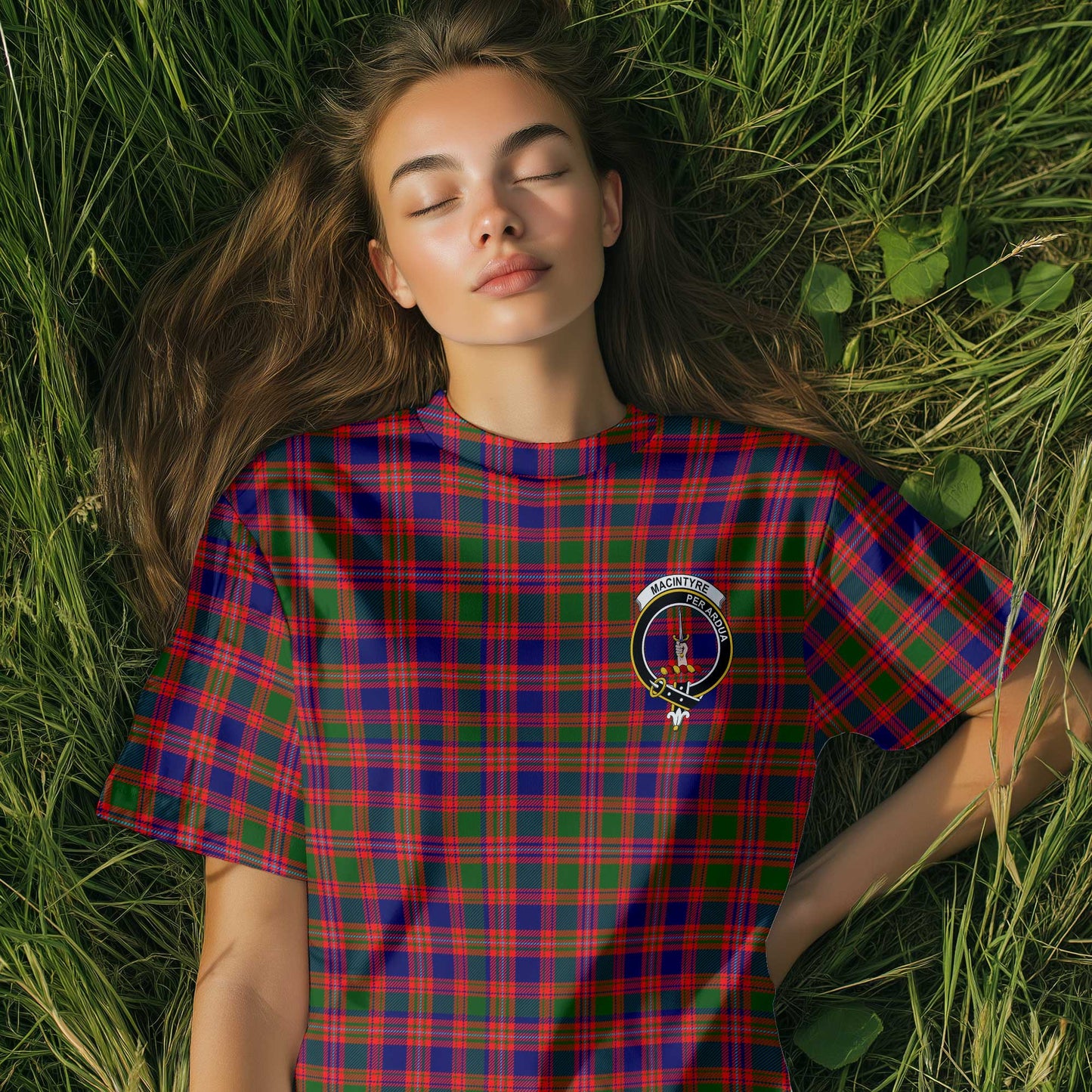 Clan Macintyre Tartan Women T Shirt Crest And Plaid Basic Style