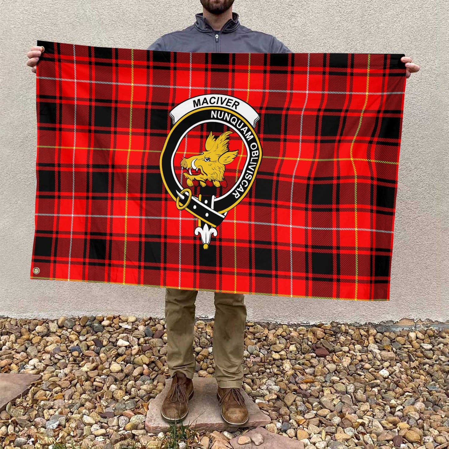 Clan Maciver Tartan Flag Crest And Plaid Basic Style