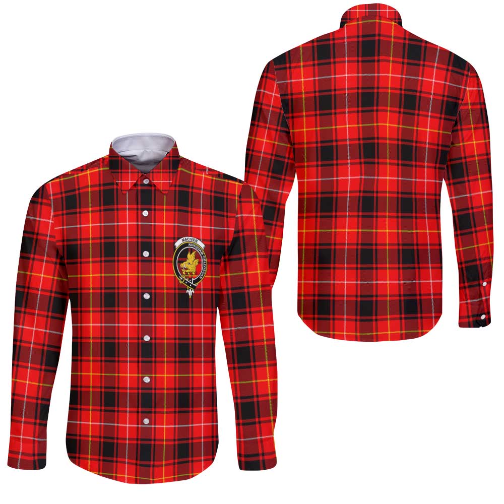 Clan Maciver Tartan Long Sleeve Button Shirt Crest And Plaid Basic Style