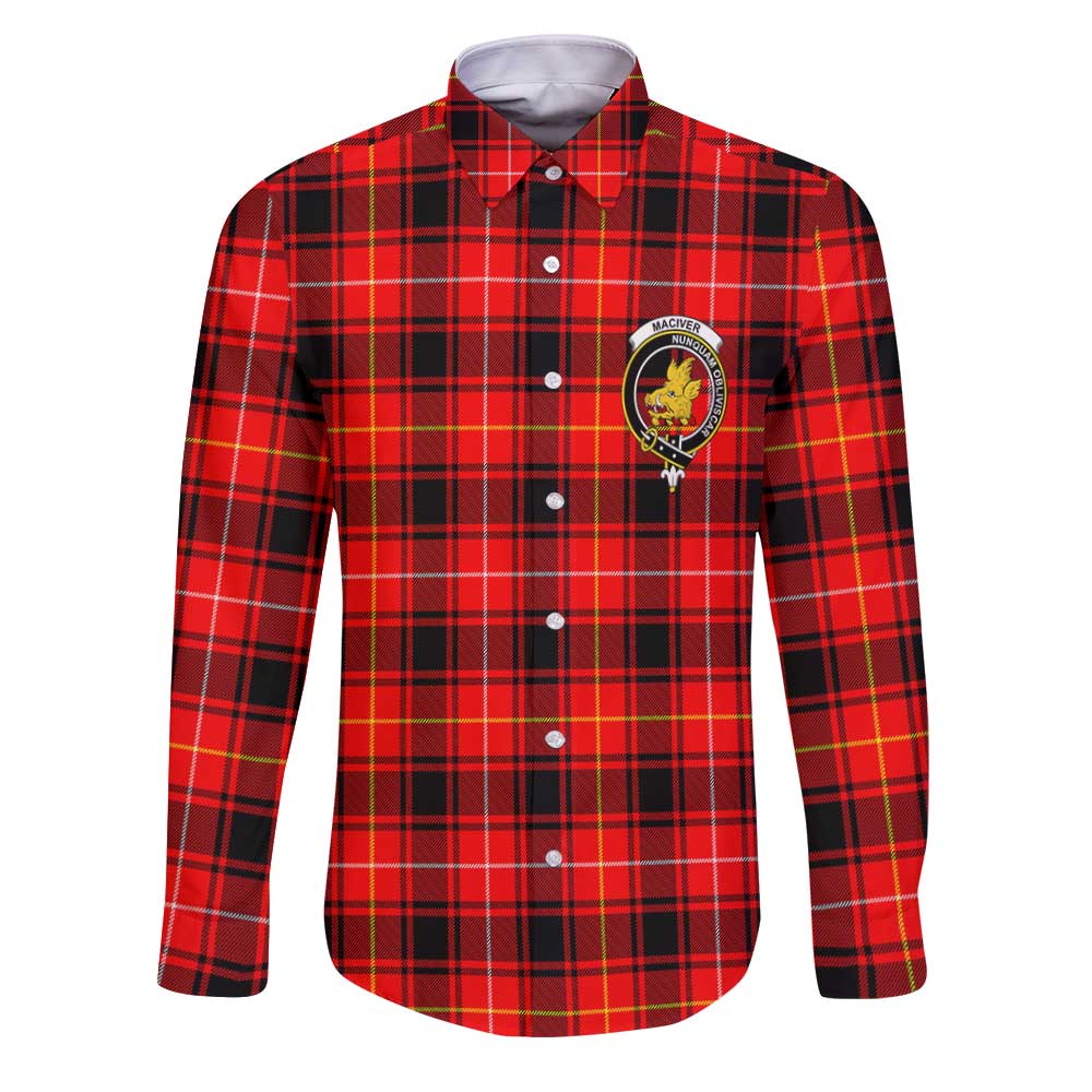 Clan Maciver Tartan Long Sleeve Button Shirt Crest And Plaid Basic Style