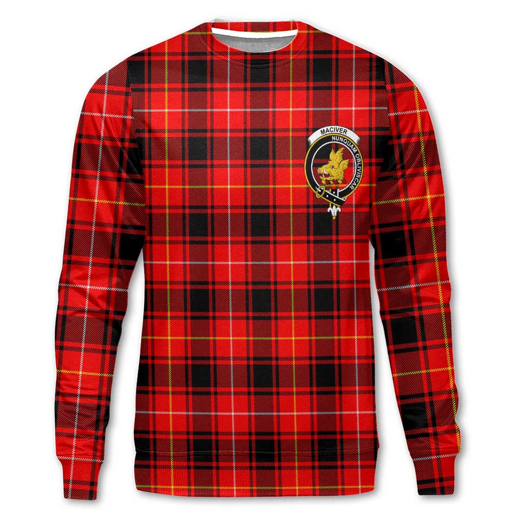 Clan Maciver Tartan Men Sweatshirt Crest And Plaid Basic Style