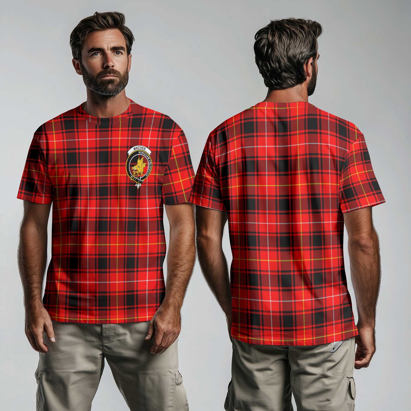 Clan Maciver Tartan Men T Shirt Crest And Plaid Basic Style