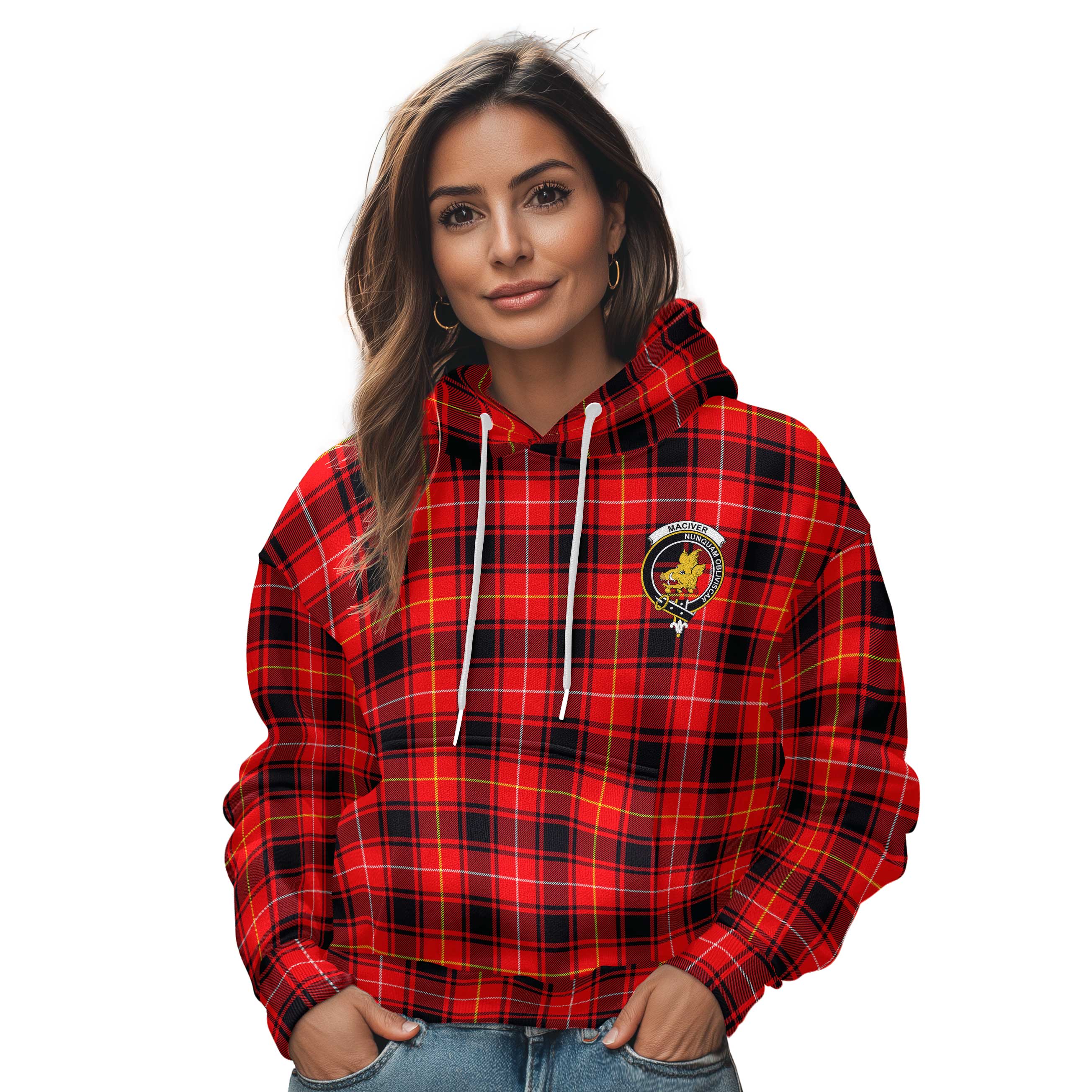 Clan Maciver Tartan Women Hoodie Crest And Plaid Basic Style