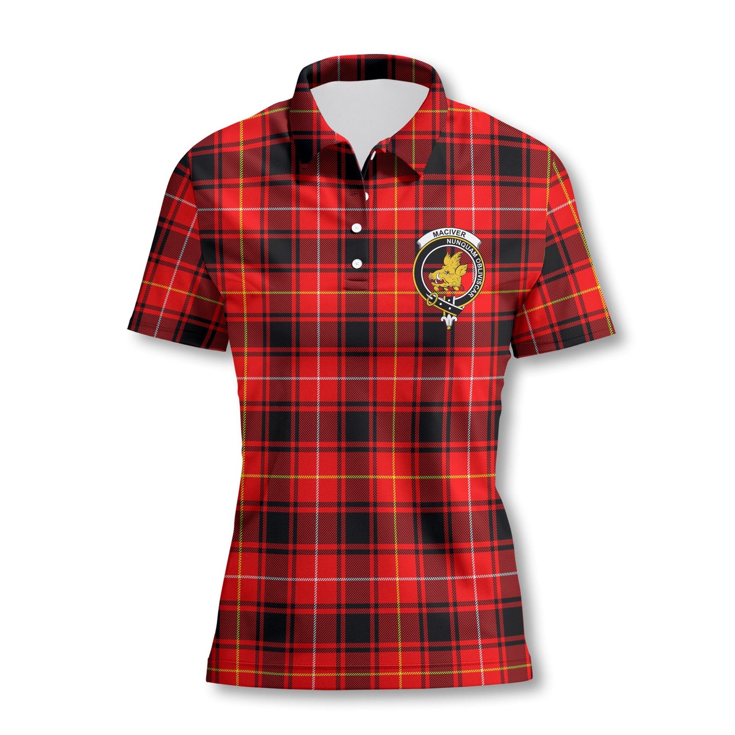 Clan Maciver Tartan Women Polo Shirt Crest And Plaid Basic Style