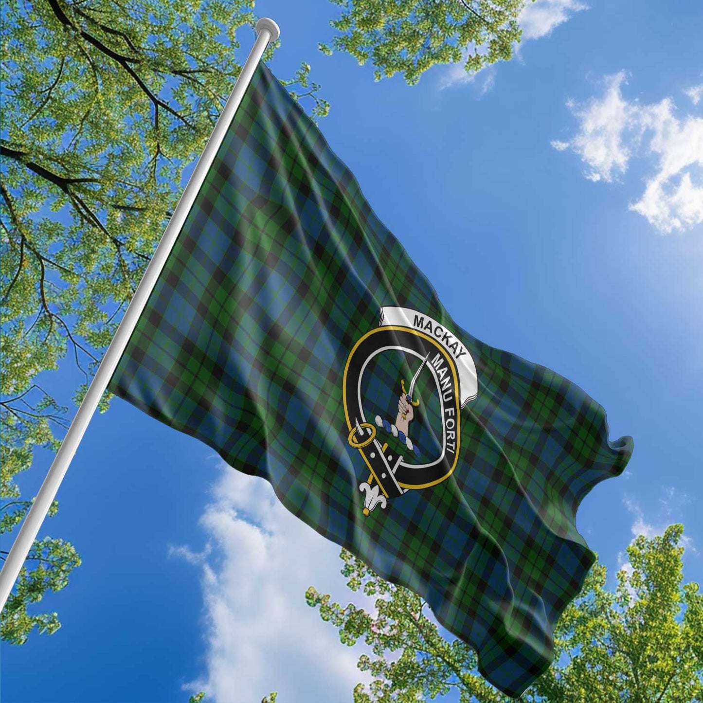 Clan Mackay Tartan Flag Crest And Plaid Basic Style