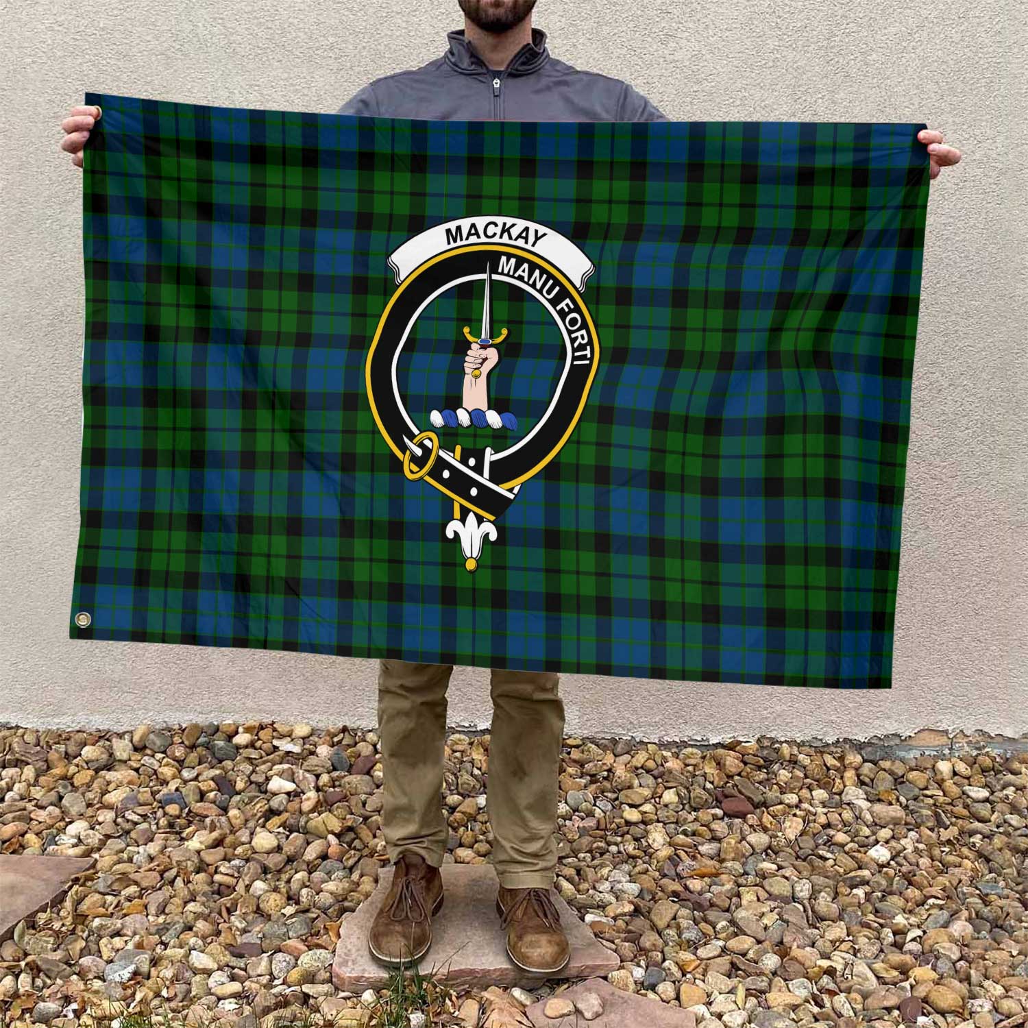 Clan Mackay Tartan Flag Crest And Plaid Basic Style