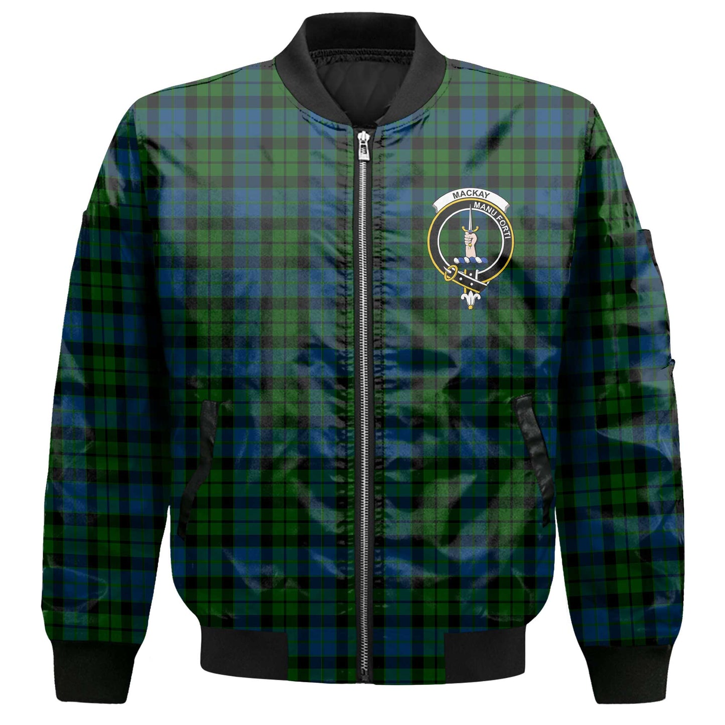 Clan Mackay Tartan Men Bomber Jacket Crest And Plaid Basic Style