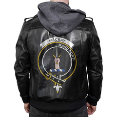 Clan Mackay Tartan Zip Leather Jacket Crest And Plaid Basic Style