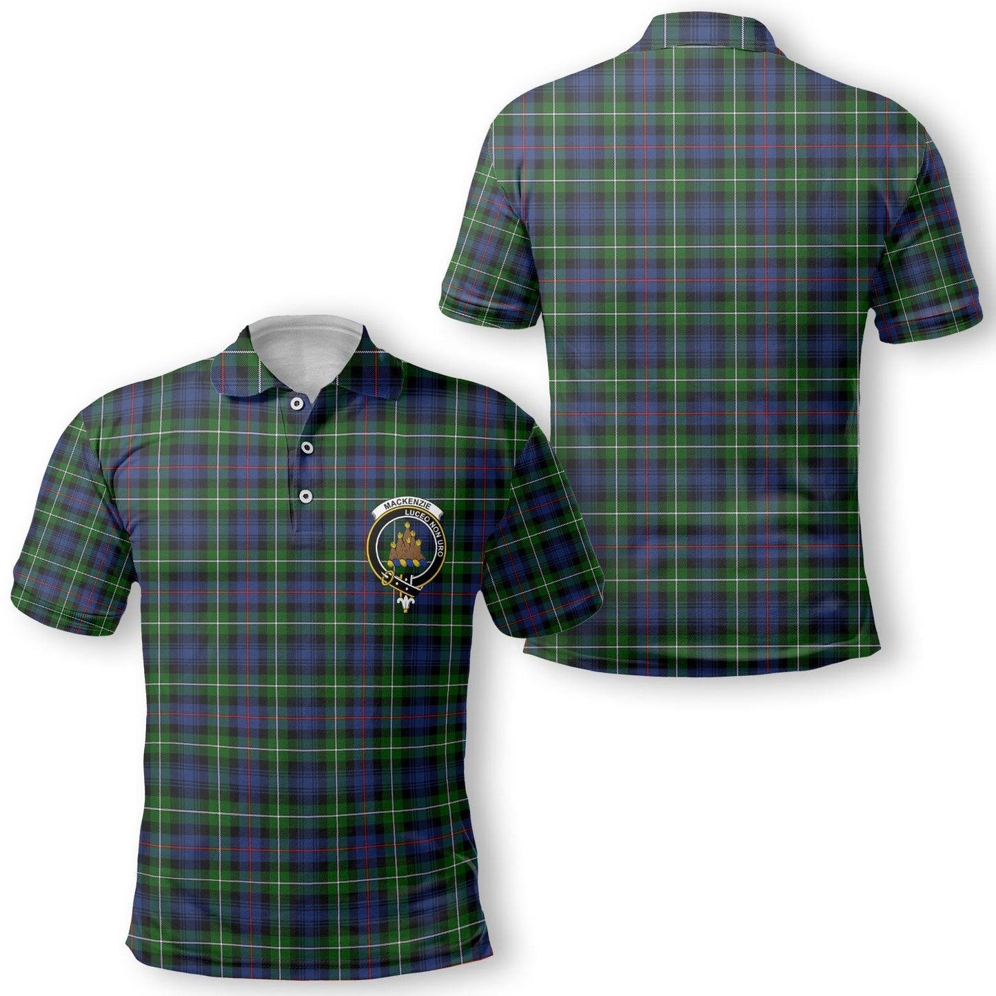 Clan Mackenzie Tartan Golf Tartan Men Polo Shirt Crest And Plaid Basic Style