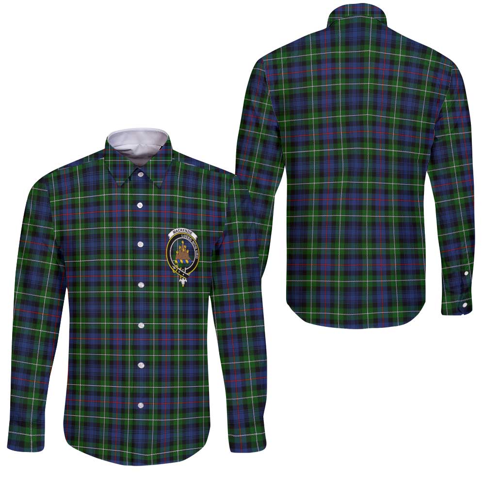 Clan Mackenzie Tartan Long Sleeve Button Shirt Crest And Plaid Basic Style