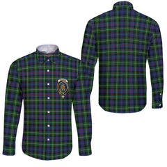 Clan Mackenzie Tartan Long Sleeve Button Shirt Crest And Plaid Basic Style