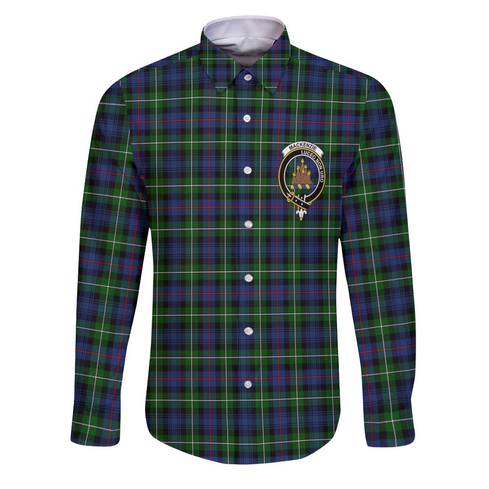 Clan Mackenzie Tartan Long Sleeve Button Shirt Crest And Plaid Basic Style